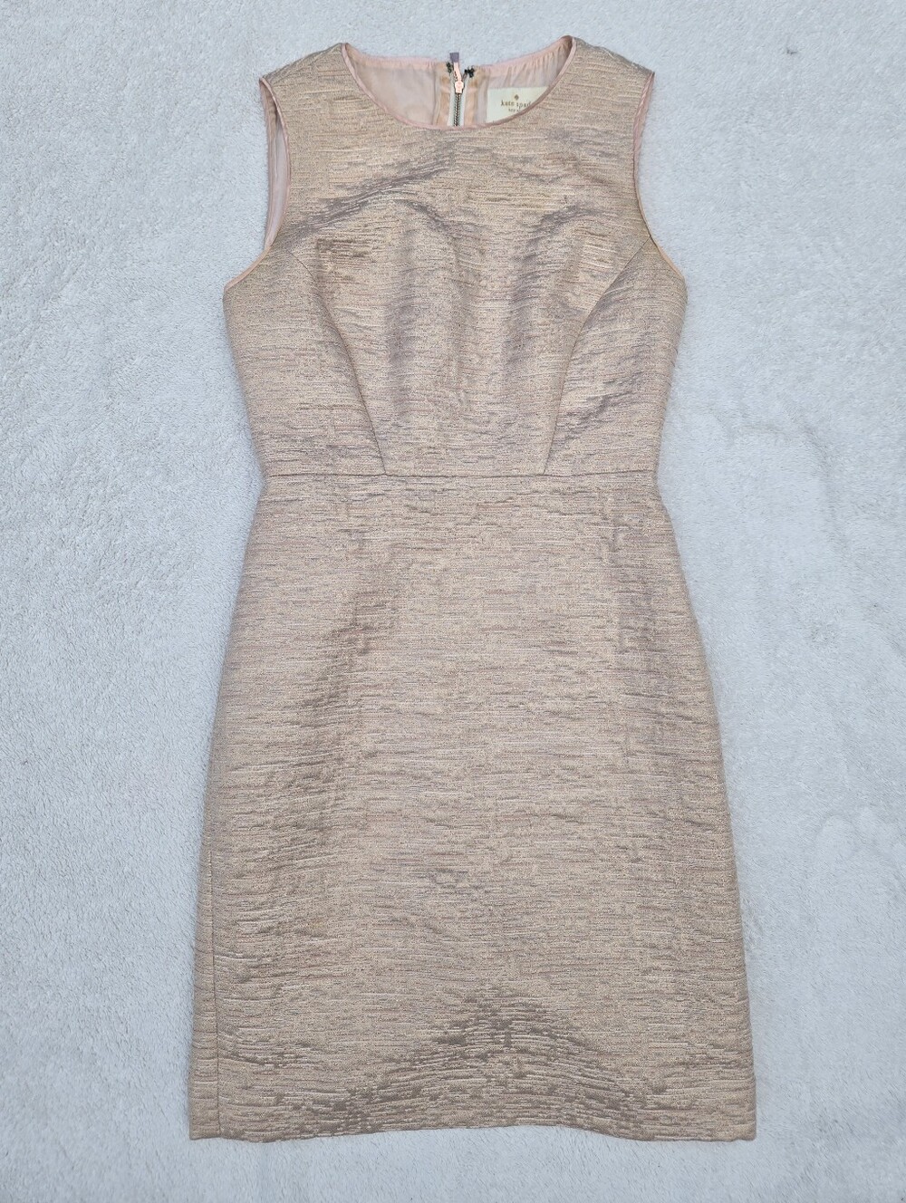 Kate Spade Della All That Glitters Rose Gold Metallic Shimmer Midi Dress Sz 2